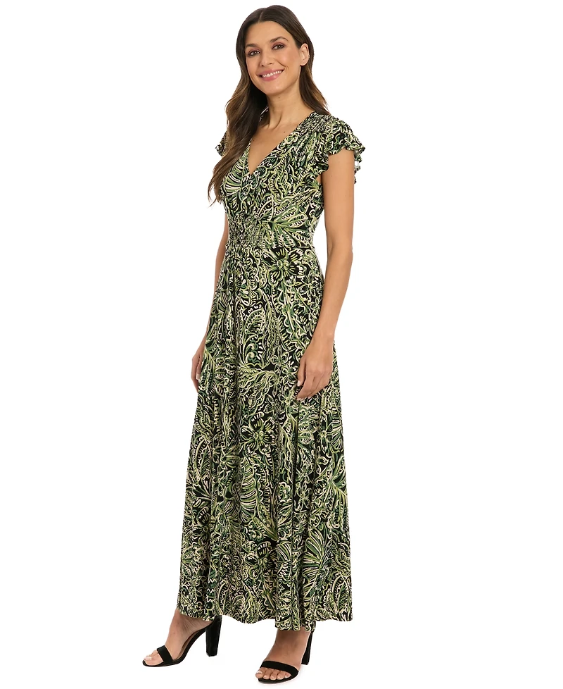 London Times Women's V-Neck Maxi Dress