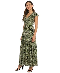 London Times Women's V-Neck Maxi Dress