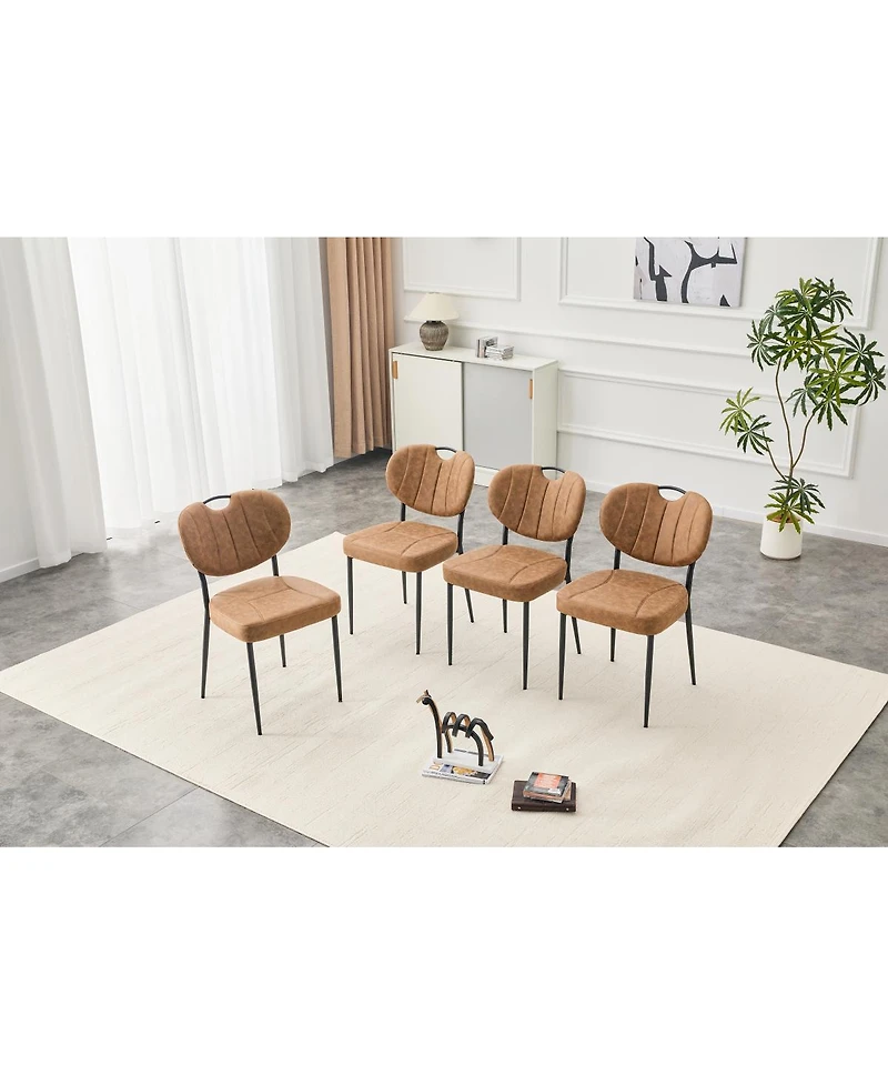 Streamdale Furniture Set of 4 Dining Chairs with Metal Legs