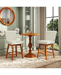 Slickblue 2 Piece 27 Inch Counter Height Bar Chairs Rubber Wood Legs