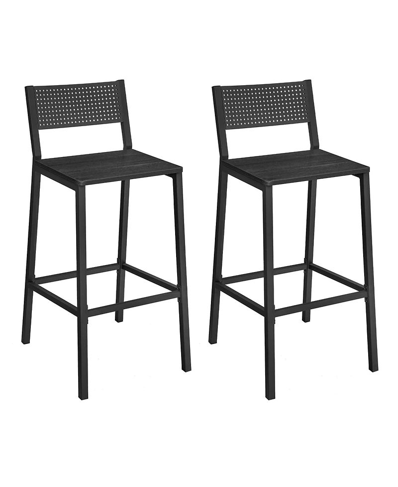Slickblue Set of 2 Rustic Industrial Bar Stools with Ergonomic Backrest
