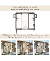 Aostirmotor Outdoor Catio Window Cat Enclosure, Grey and White Cat Climbing Patio with Platforms, Secure Outdoor Cat House for 1-3 Cats