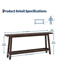 Gaomon 70.9 In Console Table, 2-Tier Narrow Sofa Table Behind Couch, Extra Long Entryway Table for Hallway, Industrial Farmhouse Entry Table