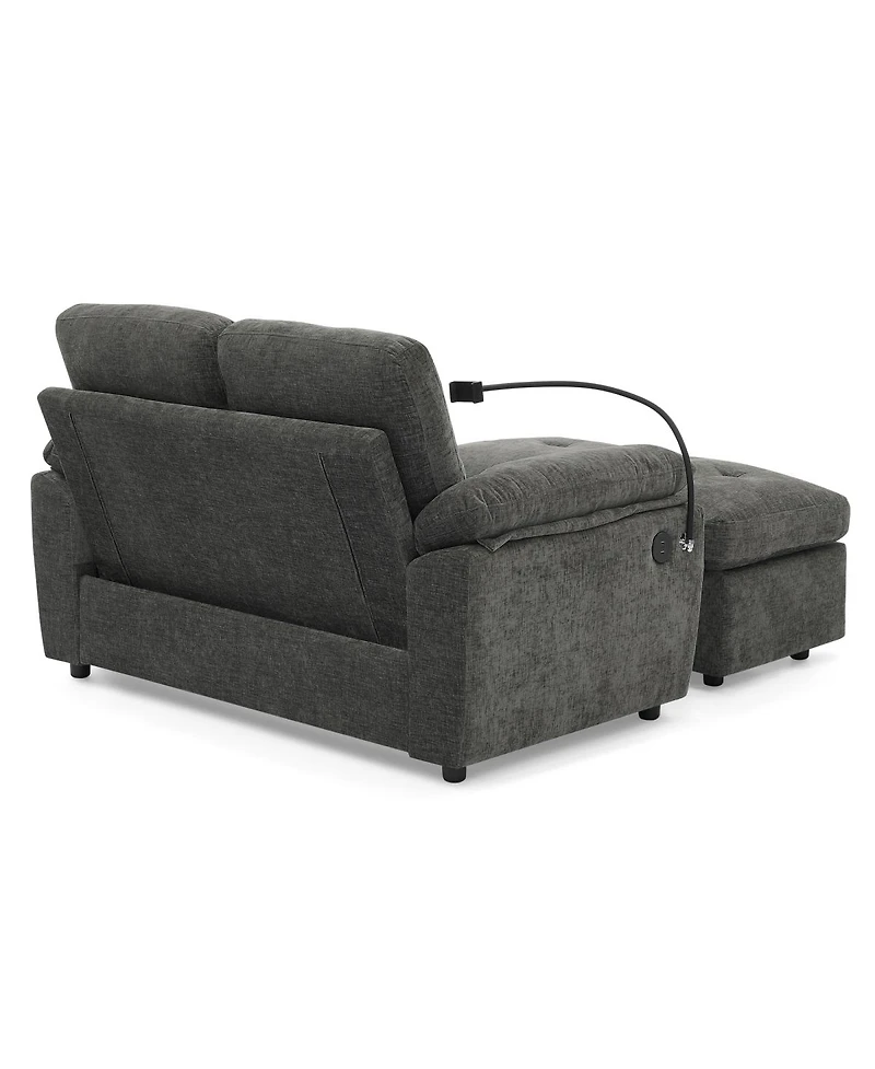 Streamdale Furniture Reclining Sofa with Usb and Storage Ottoman