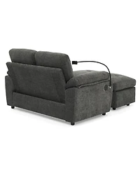 Streamdale Furniture Reclining Sofa with Usb and Storage Ottoman