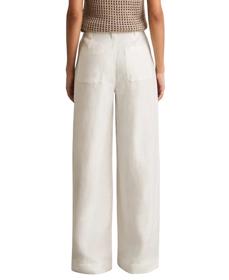 Reiss Women's Linen Wide-Leg Trouser Pants