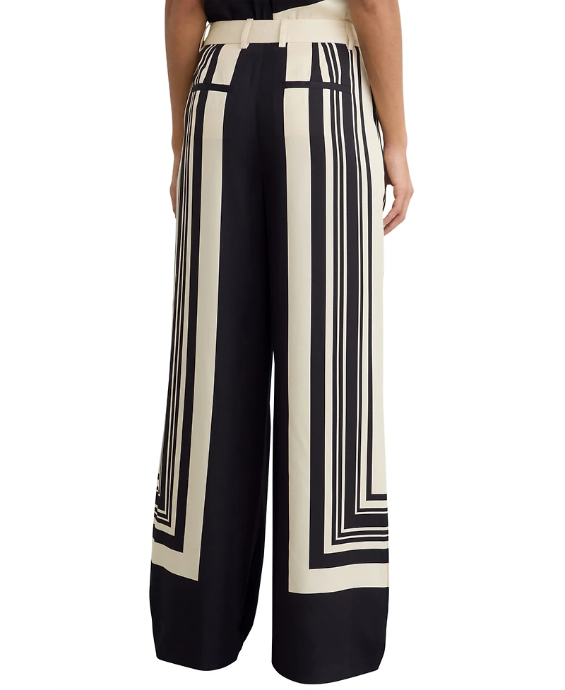 Reiss Women's Wide-Leg Scarf-Print Trousers
