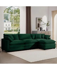 Streamdale Furniture Corduroy L-Shaped 3-Seater Sofa with Ottoman