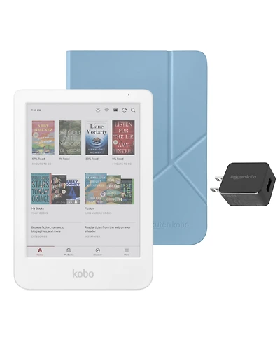 Kobo Clara 16GB Colour eReader with Dusk SleepCover Case and Ac Bundle