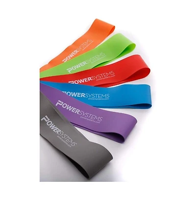 Power Systems 9 Inch Mini Versa Loop Exercise Bands Portable Resistance Bands 6 Pack Kit