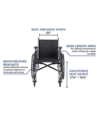 Invacare Tracer SX5 Folding Wheelchair for Adults, Inch Seat, Desk Arms