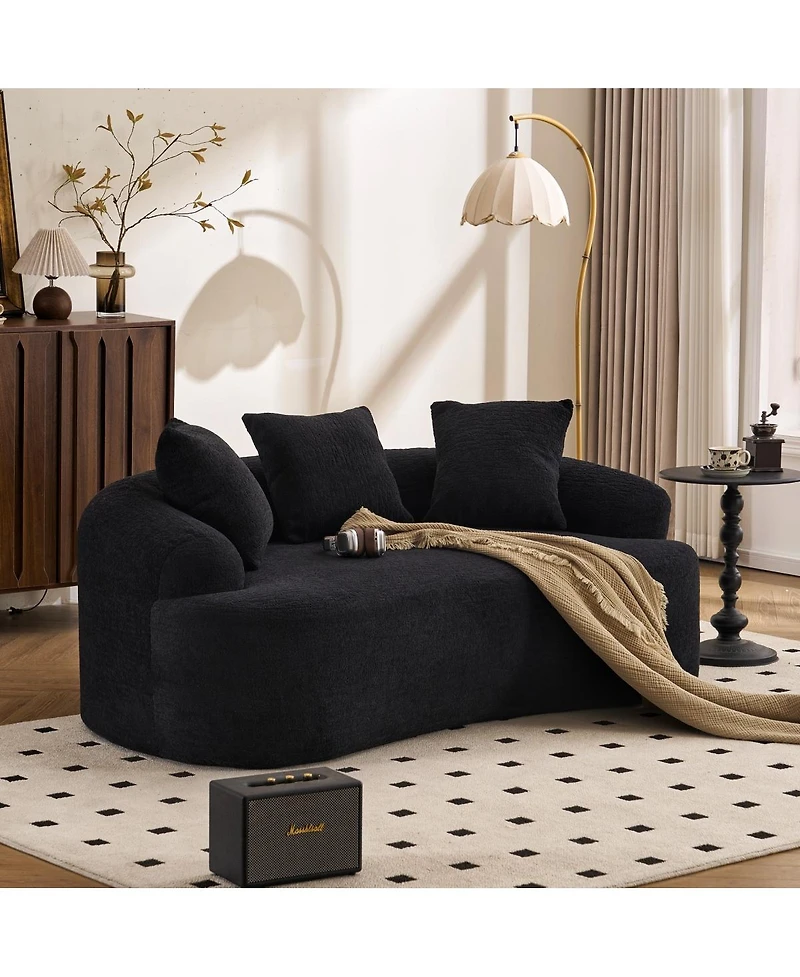 Streamdale Furniture Compact Chenille Sofa with 3 Decorative Pillows