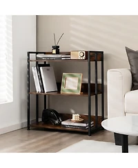 Gymax 3-Tier Industrial Bookshelf Storage Shelf Display Rack with Adjustable Shelves