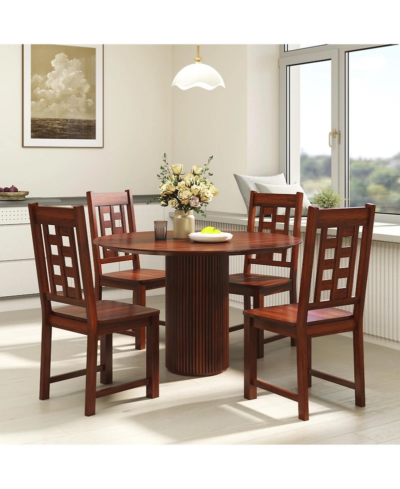 Slickblue Kitchen Dining Chairs Set of 2, Solid Rubber Wood Frame Wooden Seating for Home