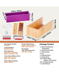 Yobtop Soap Making Kit Bamboo Cutting Box with Silicone Mold, Stainless Steel Straight and Wavy Cutters, 100 Bags and 105 Stickers Diy Supplies