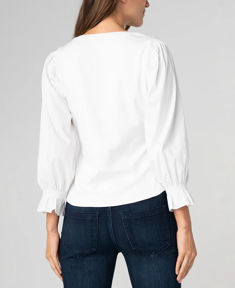 Liverpool Los Angeles Petite Modified V-Neck Blouse