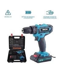 Pursonic Power Tool Bundle: 21V Cordless Drill & Rechargeable Electric Screwdriver (47-Piece Set)