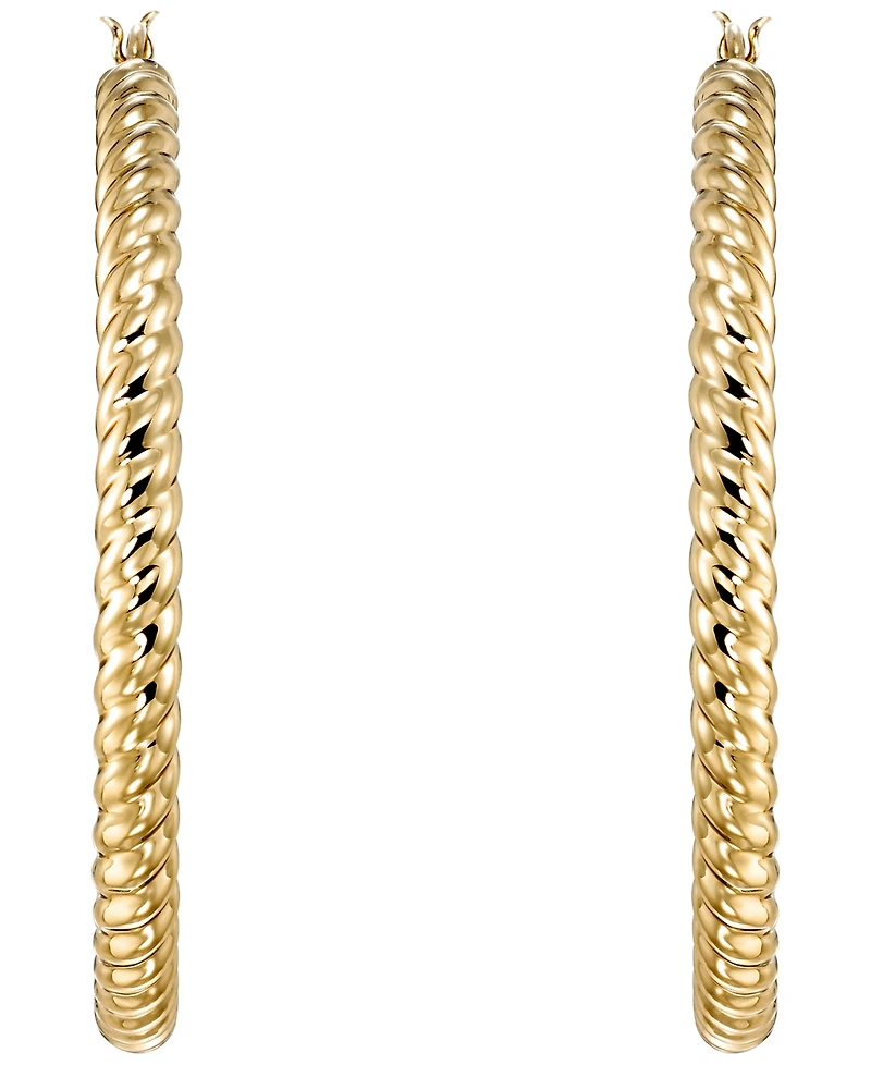 Italian Gold Twist Rope Hoop Earrings in 10k Yellow Gold