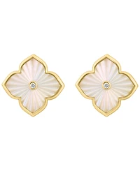 Effy Collection Simulated Pearl (12mm) & Diamond Accent (0.04 ct. t.w.) Earrings in Gold Over Silver