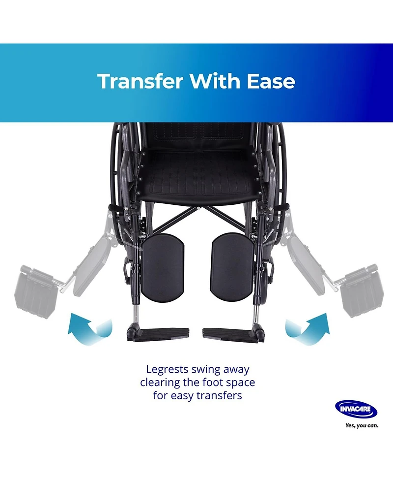 Invacare Wheelchair Elevating Legrests with Composite Footplates and Non Padded Calf Support