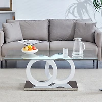 Streamdale Furniture Glass-Top Mdf Coffee Table with Base