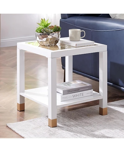 Streamdale Furniture Modern 2-Layer Glass End Table with Metal Frame