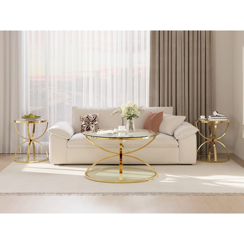 Streamdale Furniture 2-Tier Glass Coffee Table Set (Set of 2)