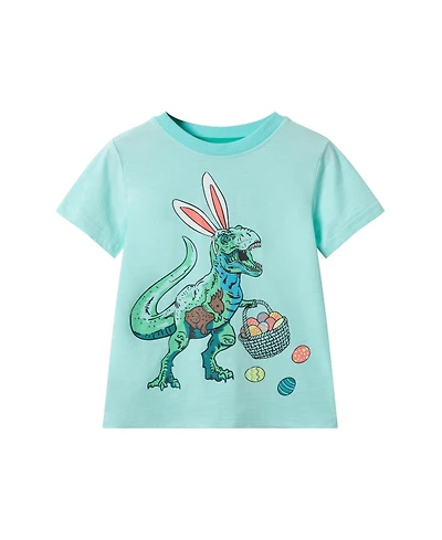 Andy & Evan Toddler Boys Toddler/Child Aqua Easter Dinosaur Graphic Tee