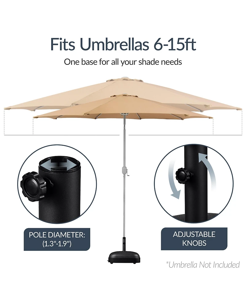 Best Choice Products 123lb Capacity Fillable Mobile Umbrella Base For Patio, Deck, 4 Wheels - Dome Square