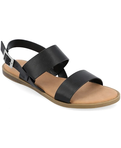 Journee Collection Women's Lavine Double Strap Flat Sandals