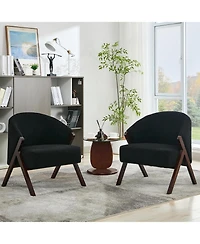gaomon Accent Chair Mid Century Modern Chair Teddy Living Room Chairs with Wood Frame Comfy Upholstered Reading Side Chair Easy Assembly