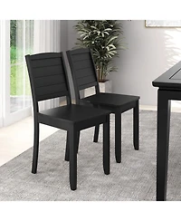 Slickblue Set of 2 Wooden Dining Chairs, Armless Kitchen Chairs with Durable Rubber Wood Legs