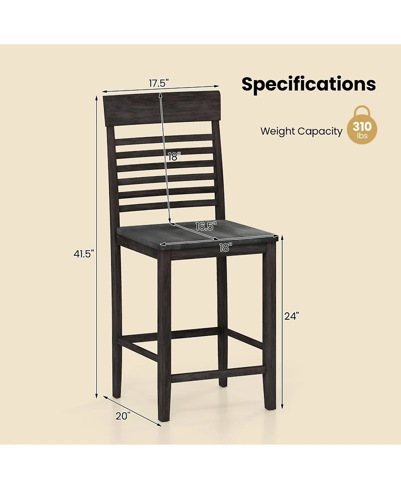 Sugift Dining Chair Set of 2 with Footrests and Solid Wood Frame