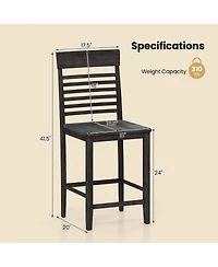 Sugift Dining Chair Set of 2 with Footrests and Solid Wood Frame