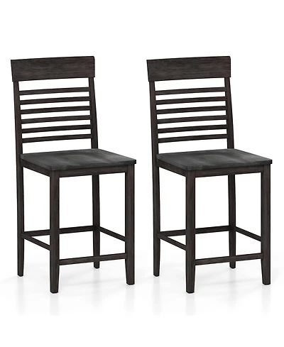 Sugift Dining Chair Set of 2 with Footrests and Solid Wood Frame