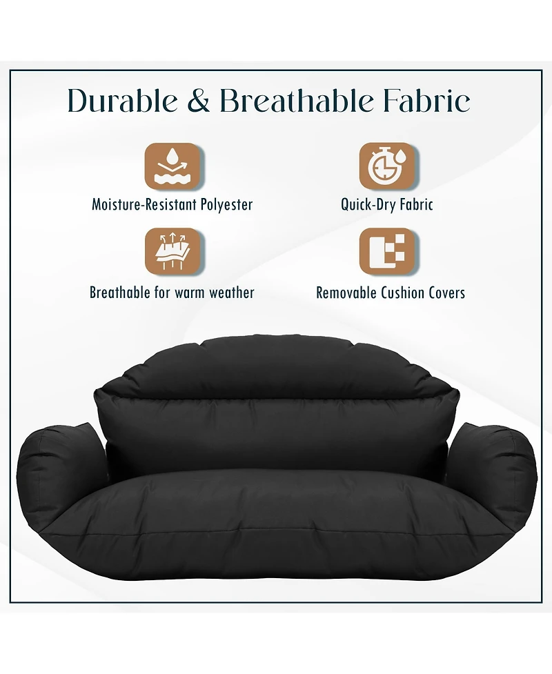 LeisureMod 2-Person Polyester Cushions for Swing Chairs and Hammocks