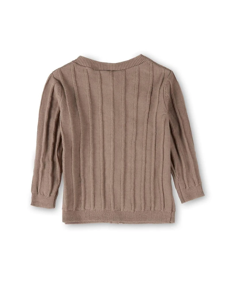 MeMoi Little Girls 3D Knit Cotton Ribbed Long-Sleeve Cardigan