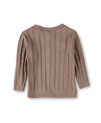 MeMoi Little Girls 3D Knit Cotton Ribbed Long-Sleeve Cardigan