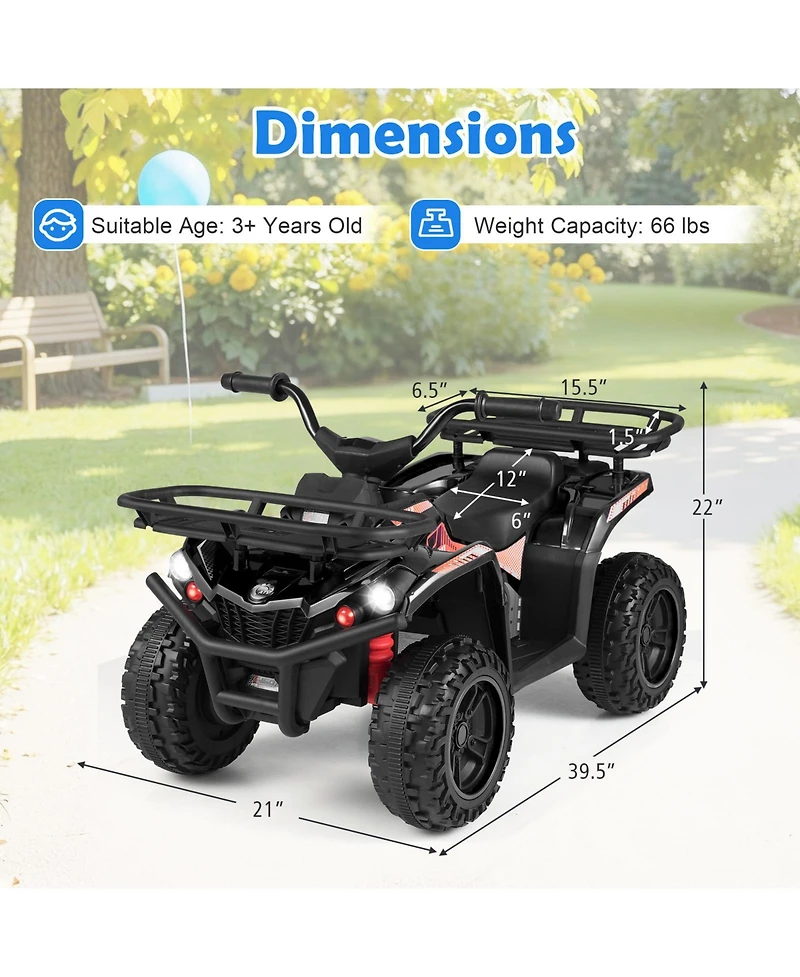 Gymax Electric Atv for Kids 24V Ride on Toy w/Dual Motors and Basket Dirt Quad Vehicle