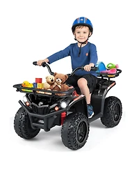 Gymax Electric Atv for Kids 24V Ride on Toy w/Dual Motors and Basket Dirt Quad Vehicle