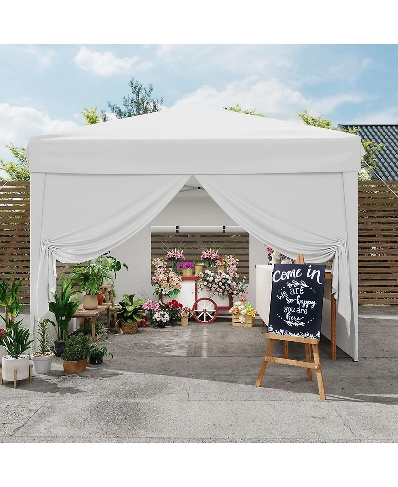 gaomon 10x10Feet Outdoor Pop Up Tent Canopy With 4 Sidewalls SandBag And Carry Bag For Camping, Backyard Parties