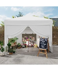 gaomon 10x10Feet Outdoor Pop Up Tent Canopy With 4 Sidewalls SandBag And Carry Bag For Camping, Backyard Parties