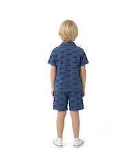 Andy & Evan Big Boys Shark Reverse Jacquard Button down Set