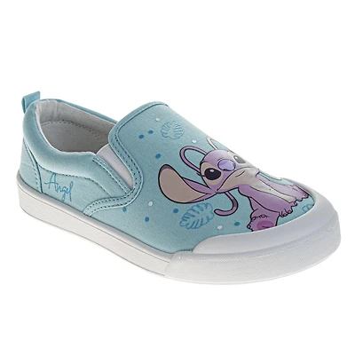 Disney Women's Stitch & Angel Slip On Low Top Canvas Sneakers Casual Wear Comfort Fit Fun Design Everyday Style