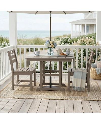 Streamdale Furniture Antique Wood Hdpe 3-Piece Square Outdoor Bistro Dining Set
