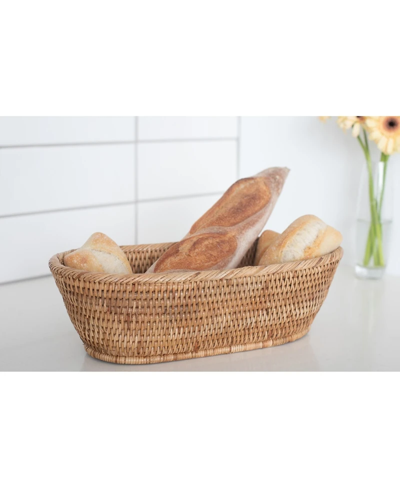 Hand Woven Rattan Oval Bread Basket Serving Tray Display