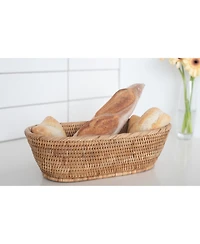 Hand Woven Rattan Oval Bread Basket Serving Tray Display