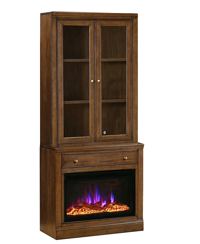 Amren 32" Wood Fireplace Base with Drawer and 2-Door Hutch