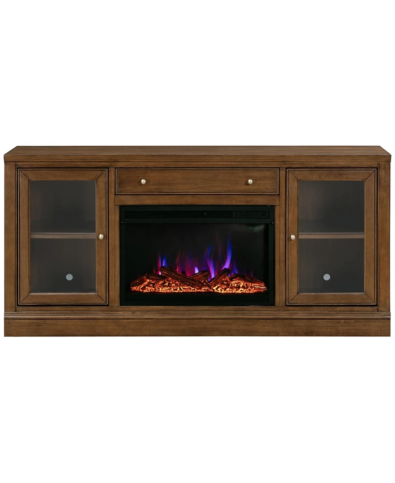 65" 2 Door Console With Drawer And Fireplace