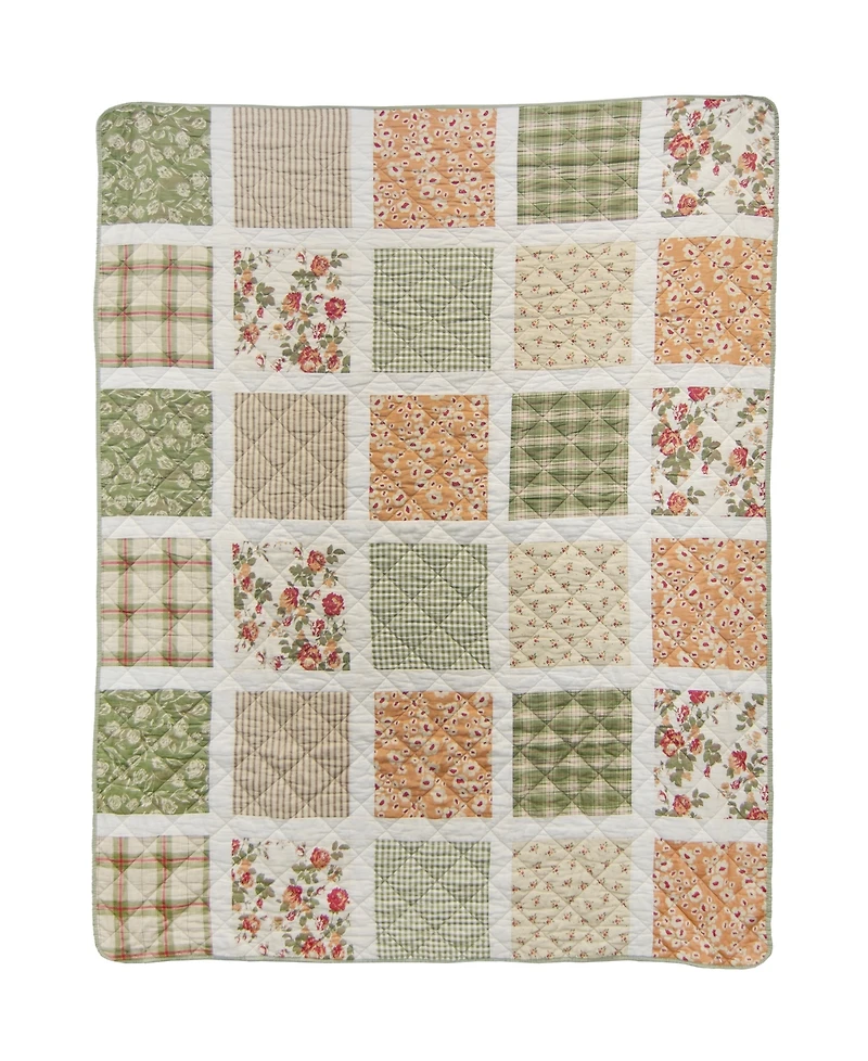 Donna Sharp Peach Rose Cotton Reversible Throw, 50" x 60"